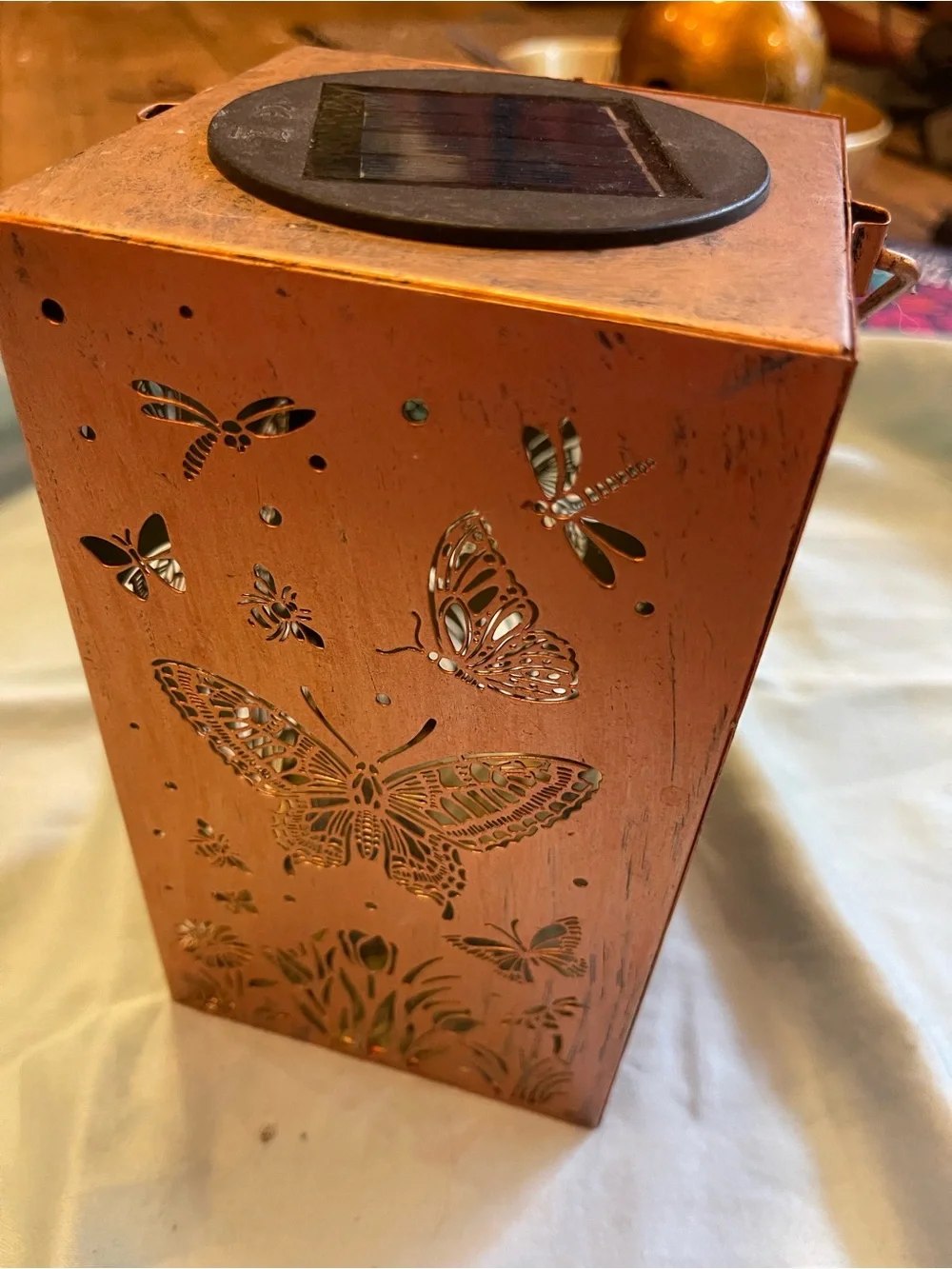 Copper Butterfly Solar Lantern by